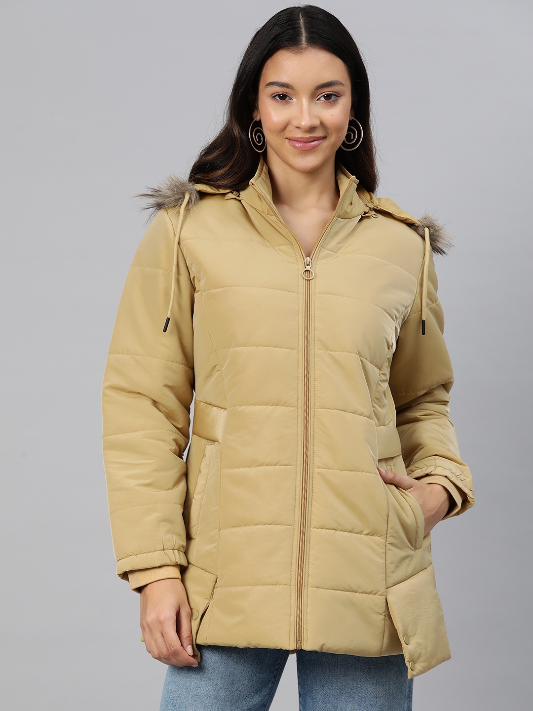 

Foreign Culture By Fort Collins Parka Jacket with Detachable Hood, Khaki