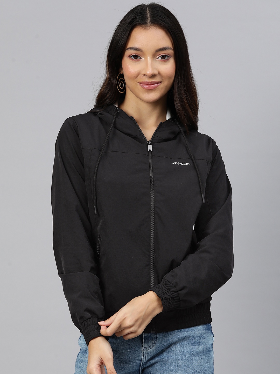 

Foreign Culture By Fort Collins Hooded Bomber Jacket, Black