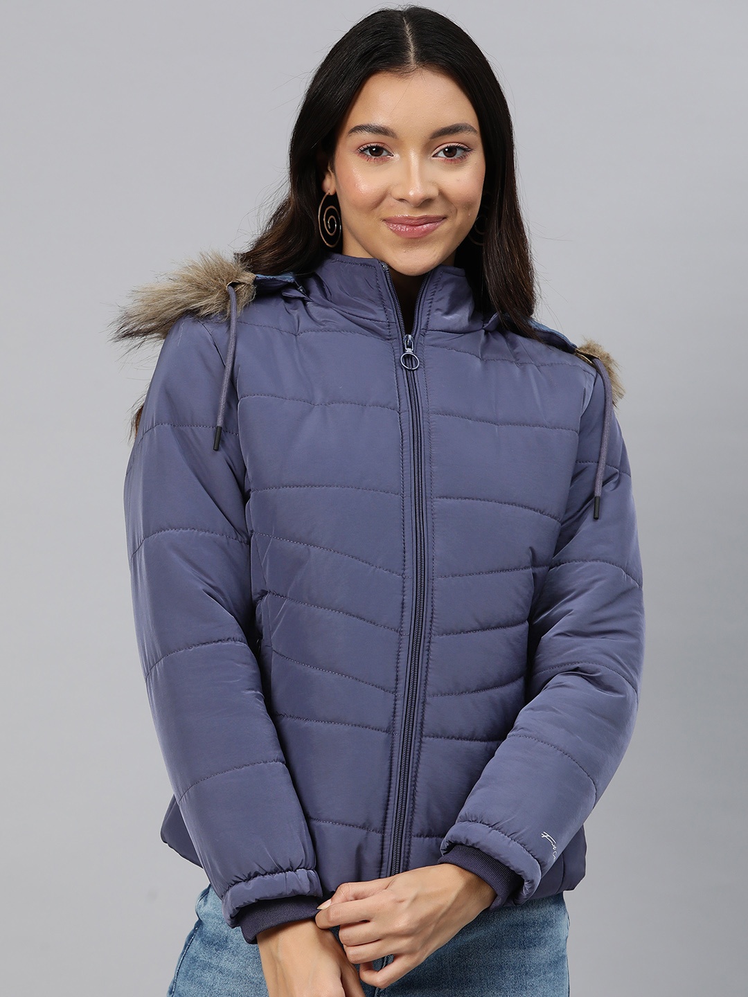 

Foreign Culture By Fort Collins Padded Jacket with Detachable Hood, Blue