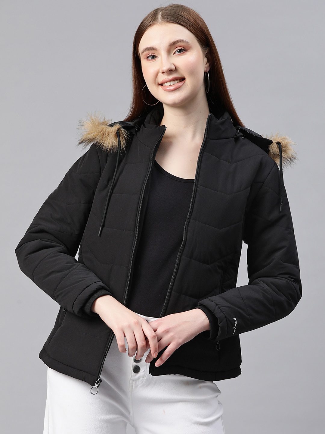 

Foreign Culture By Fort Collins Quilted Parka Jacket, Black