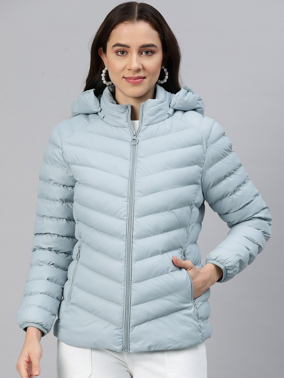 

Foreign Culture By Fort Collins Padded Jacket with Detachable Hood, Blue
