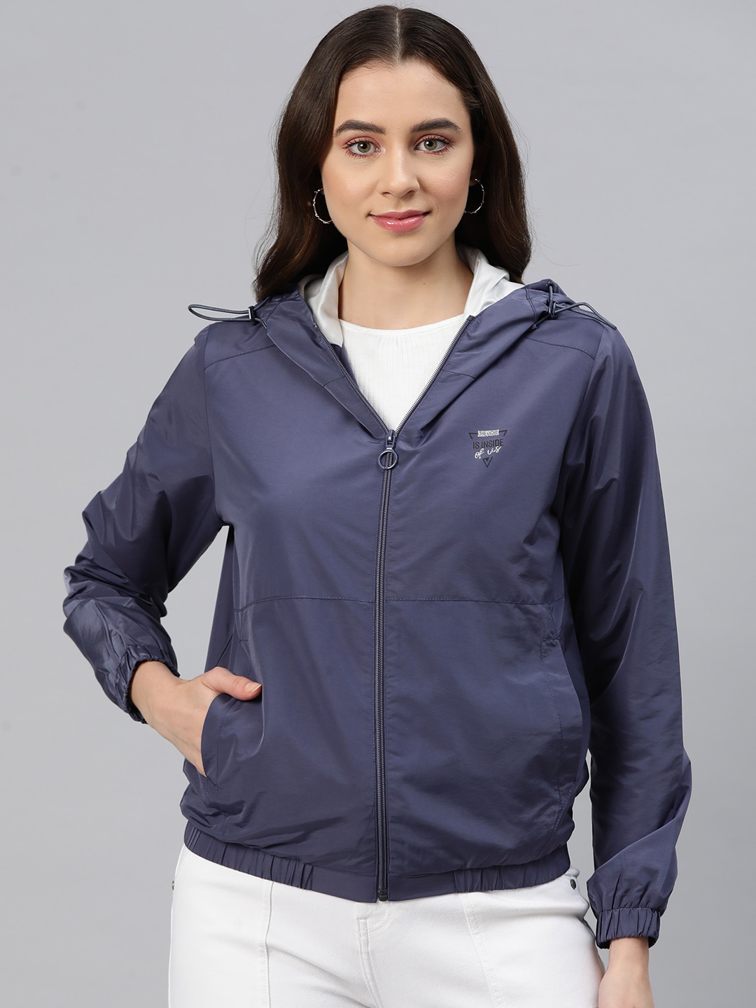 

Foreign Culture By Fort Collins Hooded Bomber Jacket, Blue