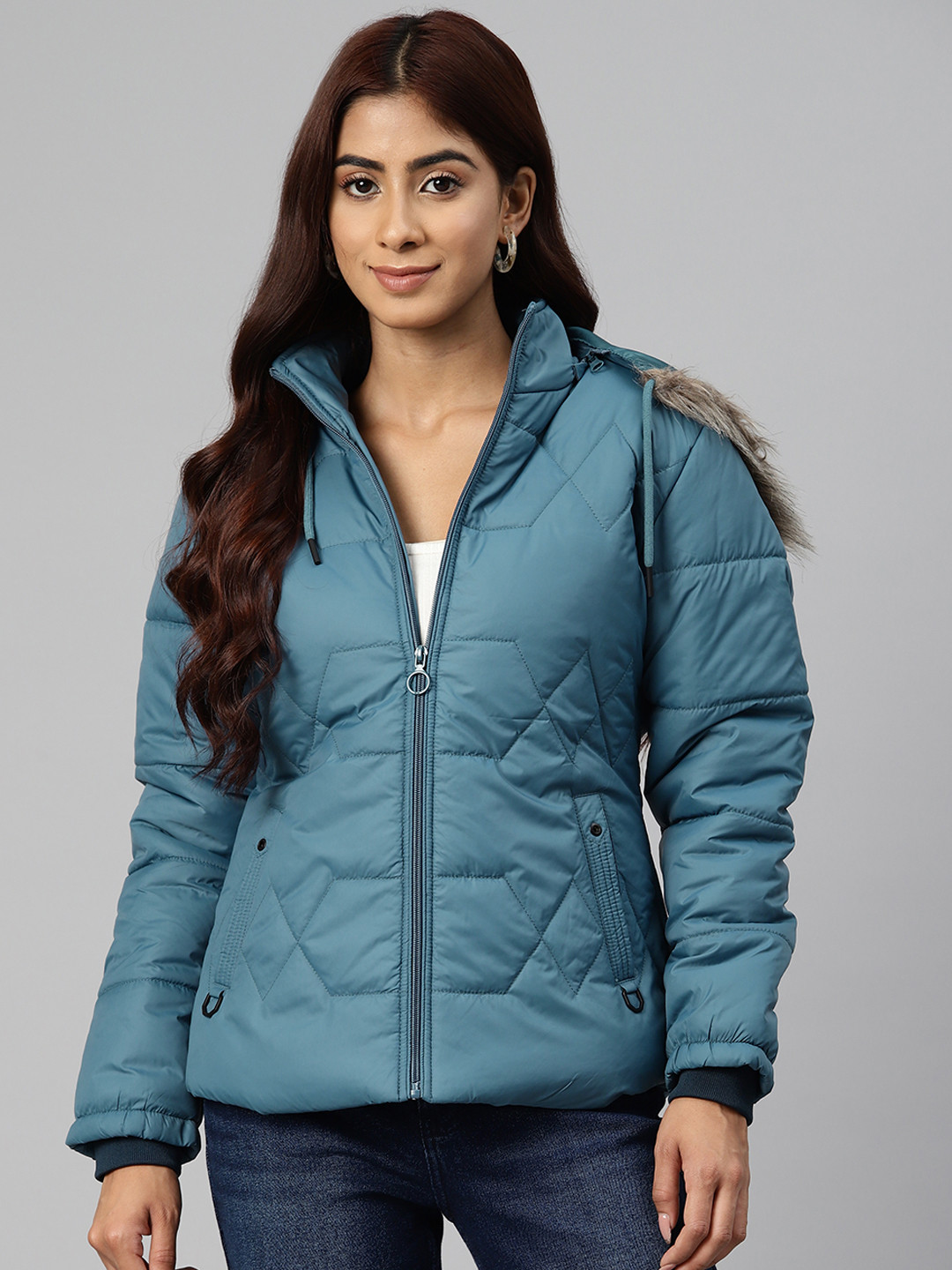 

Foreign Culture By Fort Collins Women Hooded Parka Jacket, Blue