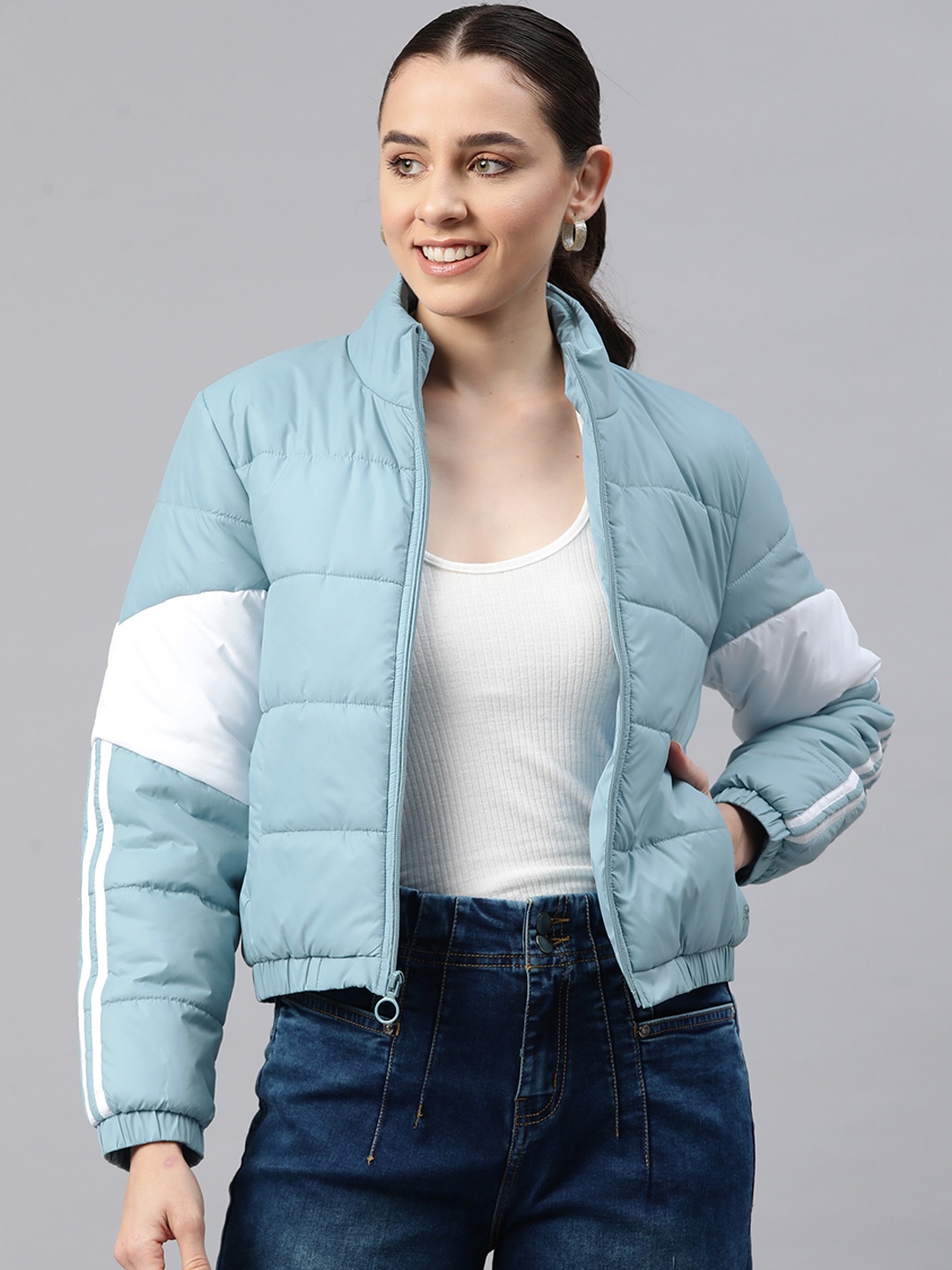 

Foreign Culture By Fort Collins Crop Padded Jacket, Blue