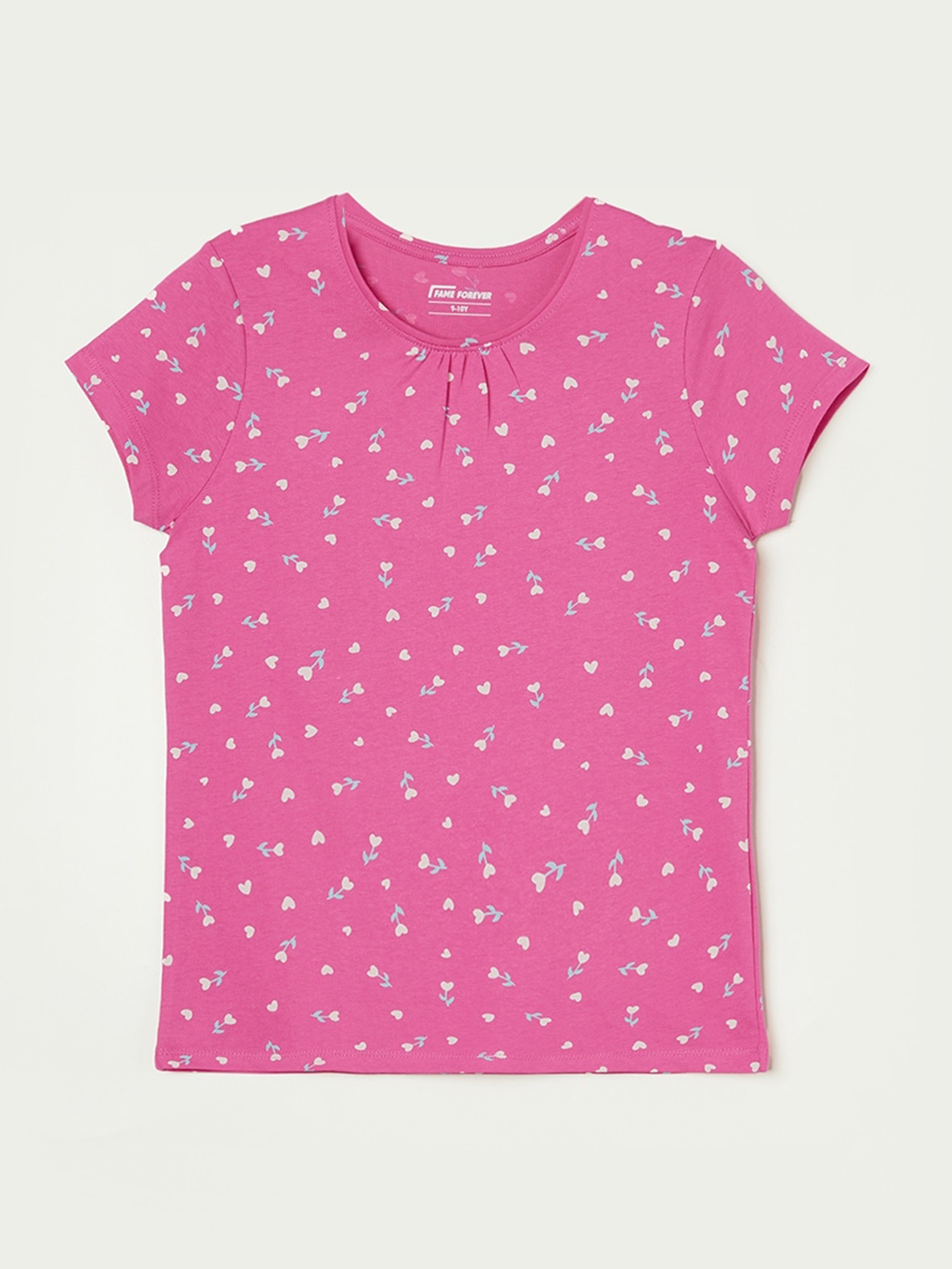 

Fame Forever by Lifestyle Girls Geometric Printed Round Neck Cotton T-shirt, Pink