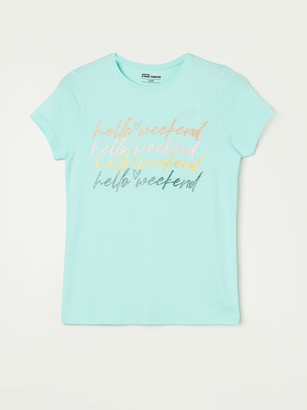 

Fame Forever by Lifestyle Girls Typography Printed Regular Fit Cotton T-shirt, Green