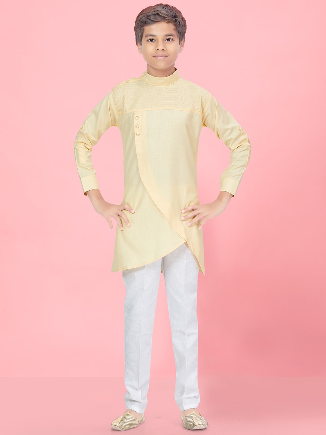 

BAESD Boys Pure Cotton Straight Kurta With Pyjamas, Cream