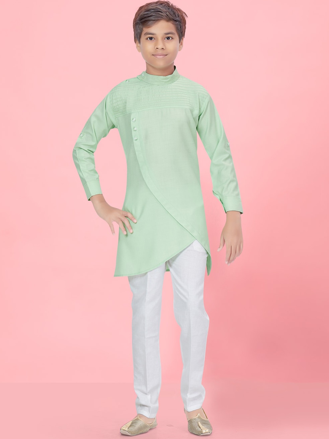 

BAESD Boys Regular Pure Cotton Kurta With Pyjamas, Green