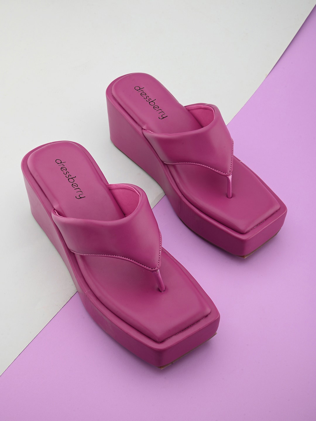 

DressBerry Purple Open Toe Platform Heels