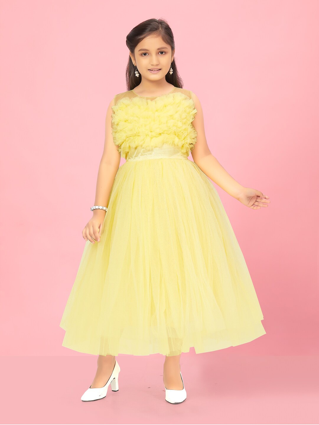 

BAESD Girls Ruffled Fit & Flare Maxi Dress, Yellow