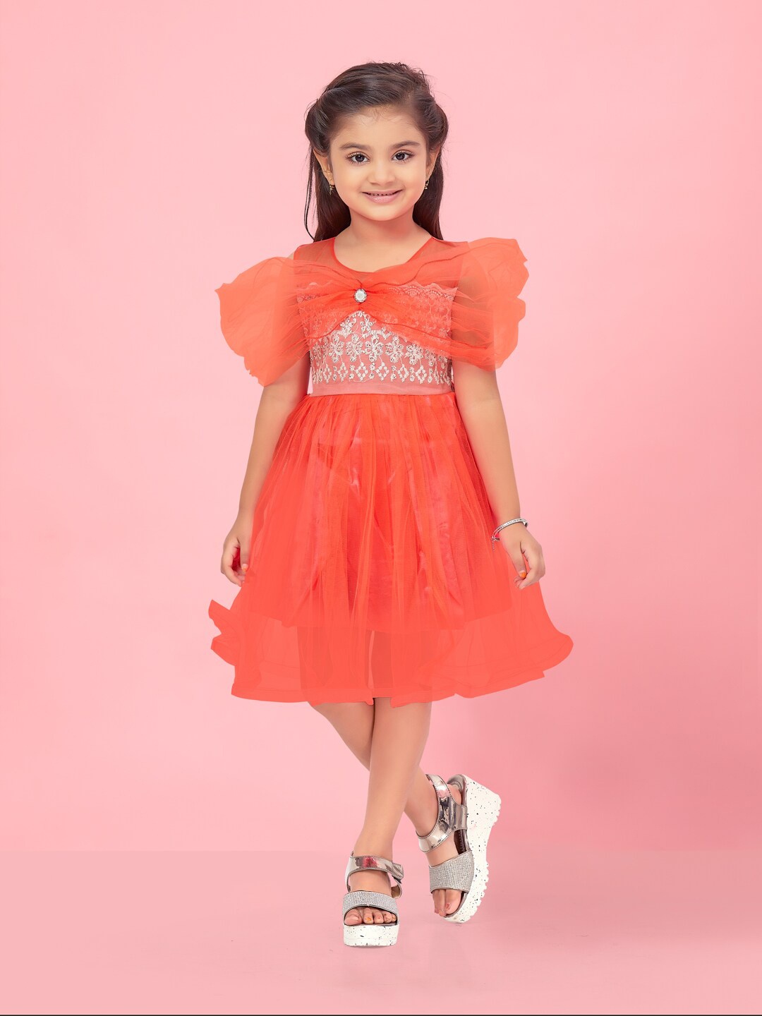 

BAESD Girls Embellished Corsage Fit & Flare Dress, Red