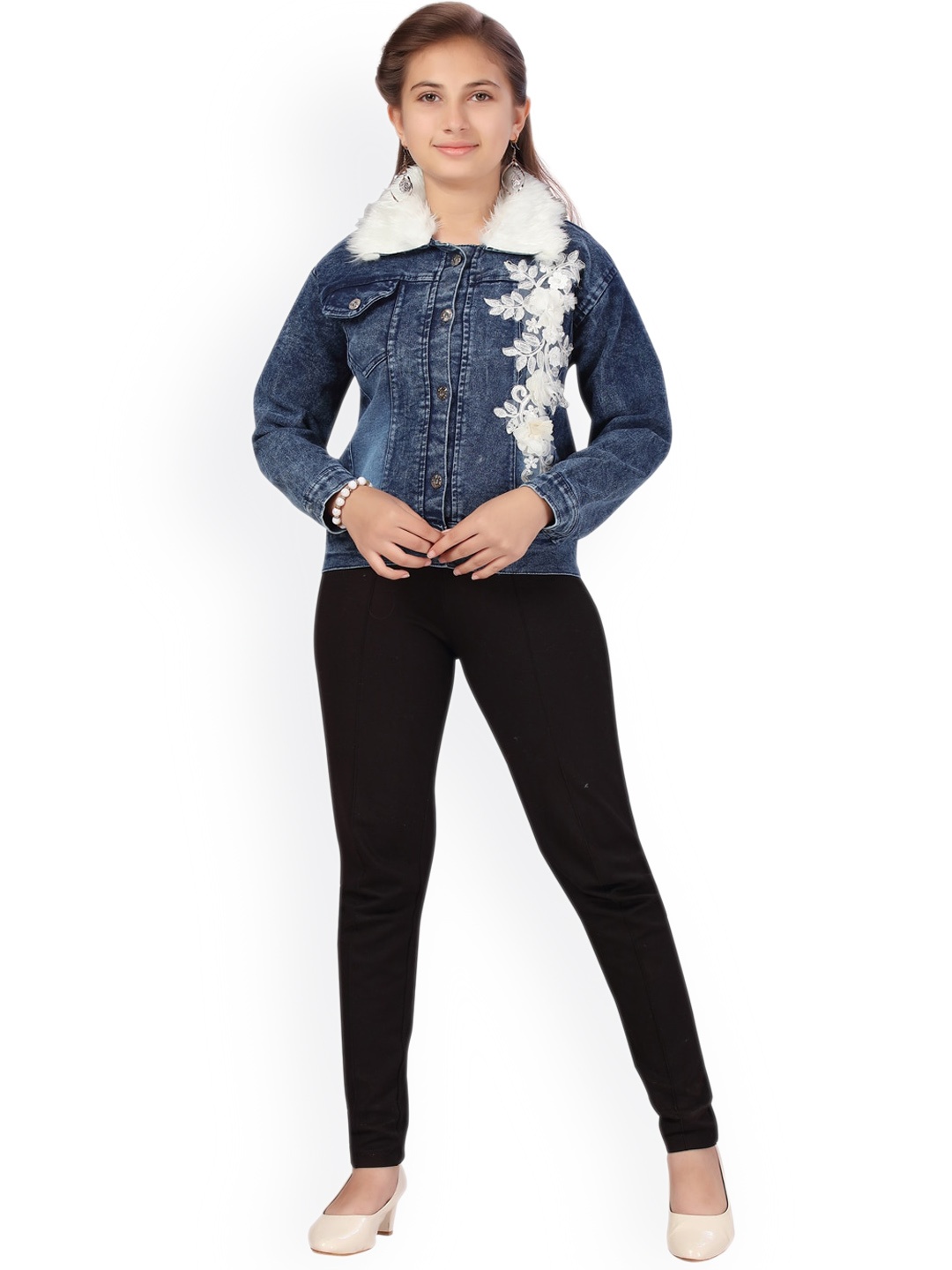 

BAESD Girls Colourblocked Lightweight Denim Jacket, Blue