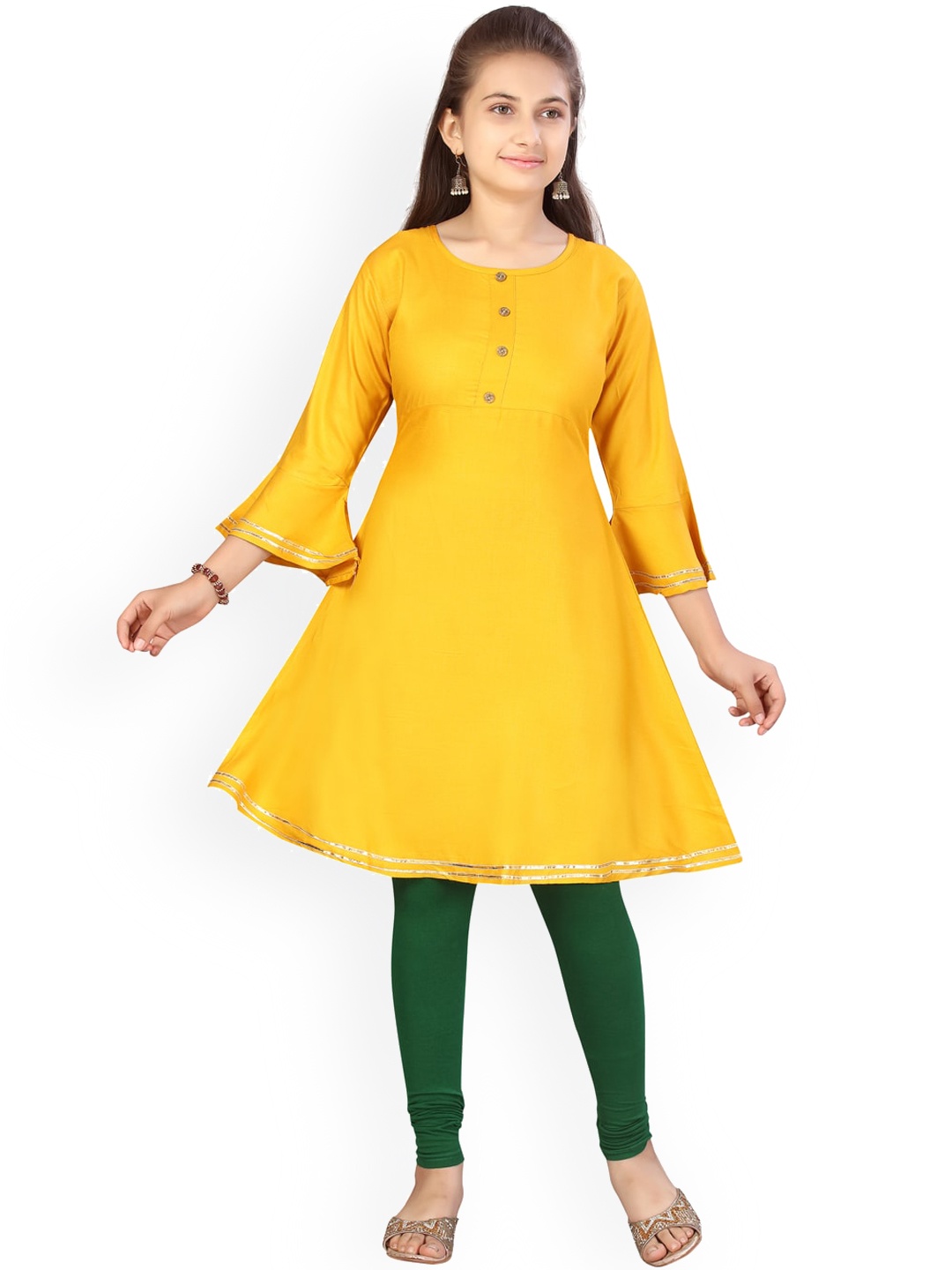 

BAESD Girls Regular Pure Cotton Kurta Set, Yellow