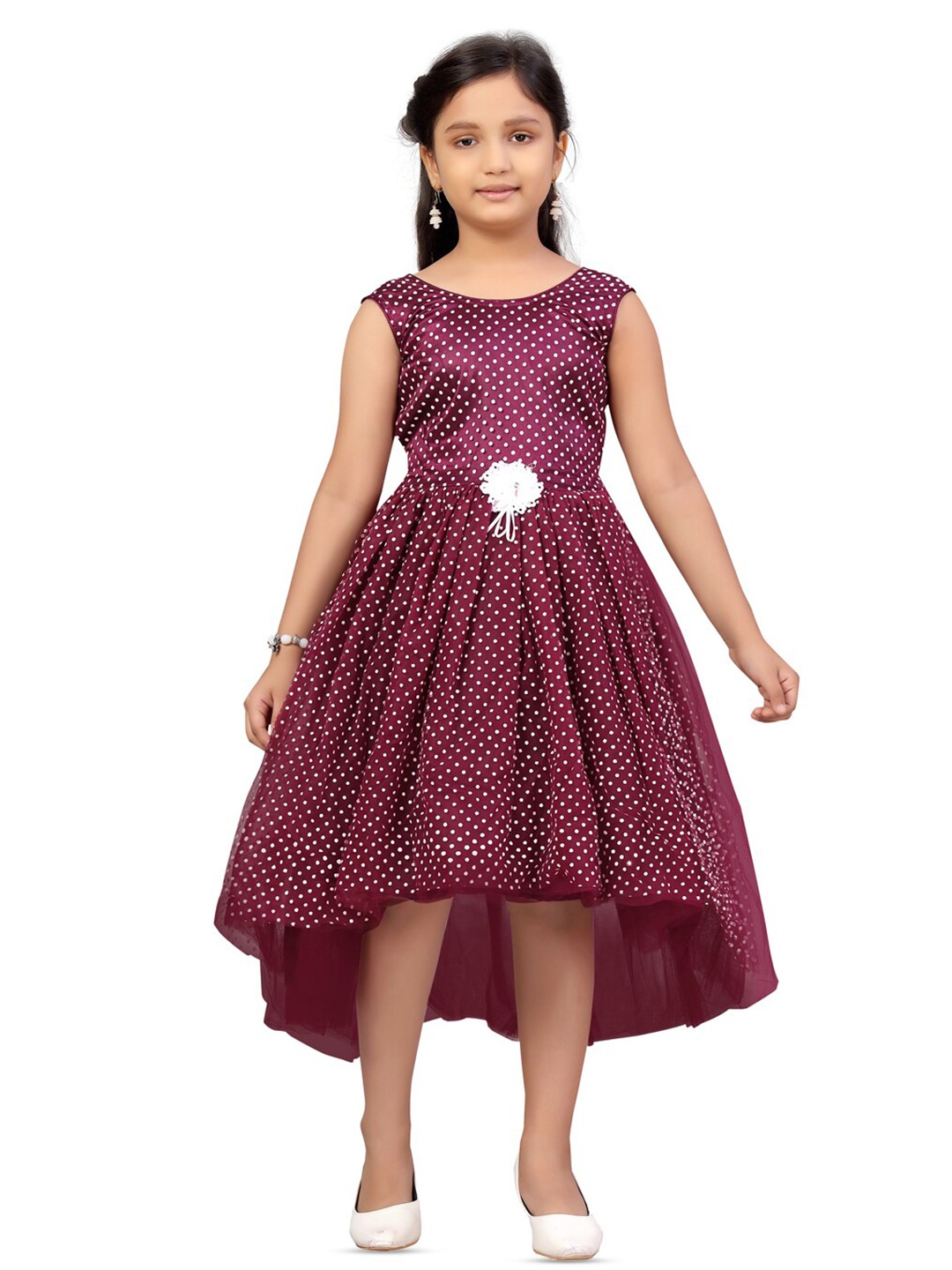 

BAESD Girls Polka Dot Printed Fit & Flare Dress, Purple