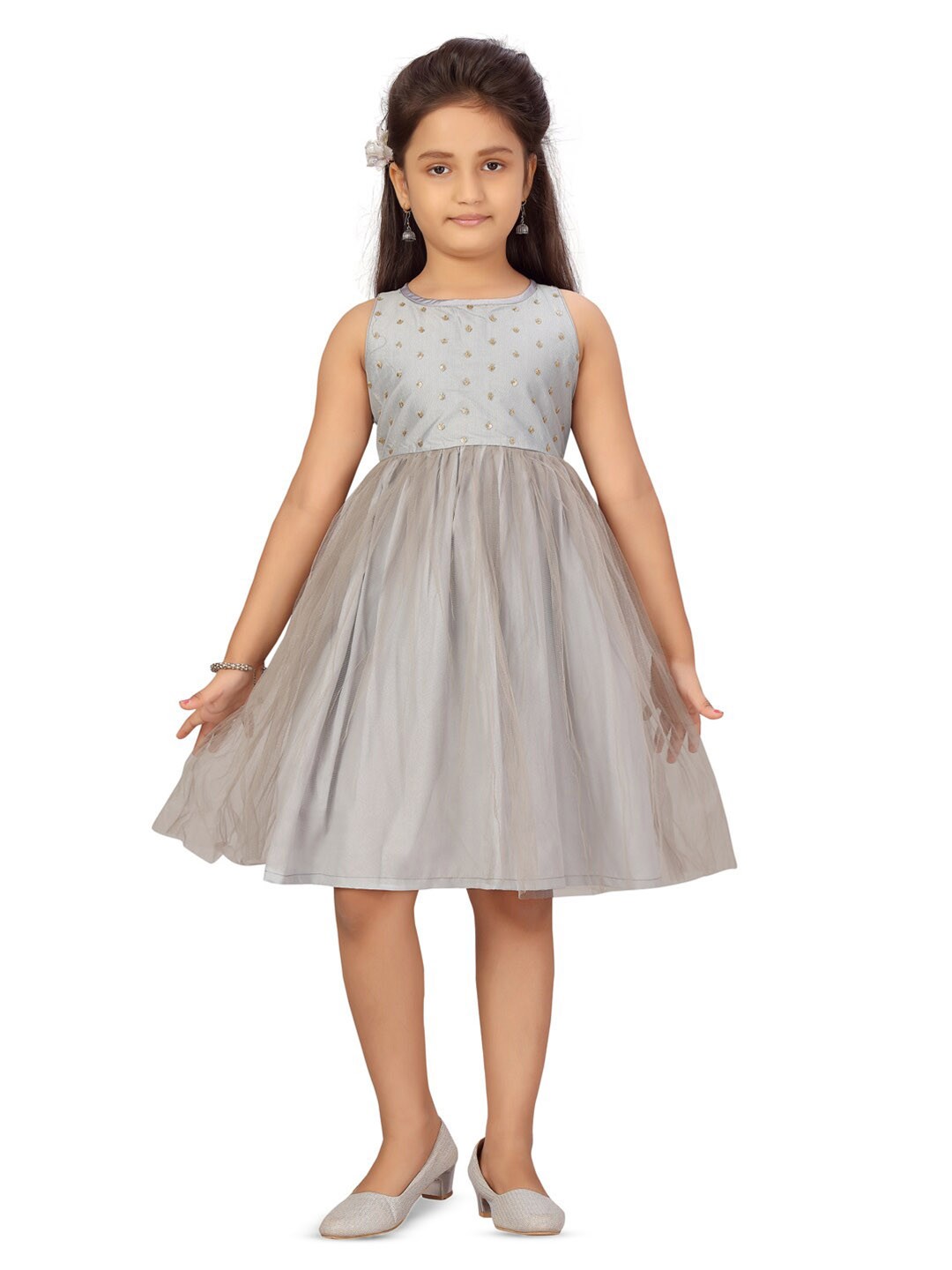 

BAESD Girls Embellished Sequined Fit & Flare Dress, Grey