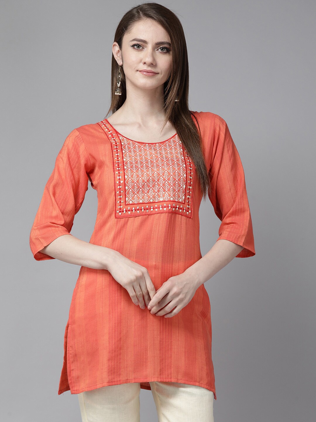 

BAESD Ethnic Motifs Printed Cotton Top, Red