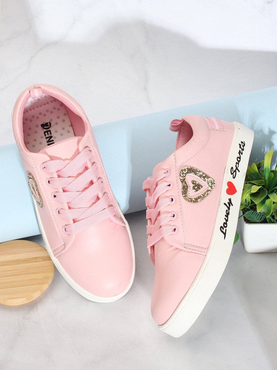 

Denill Women Embellished Lace-Up Sneakers, Pink