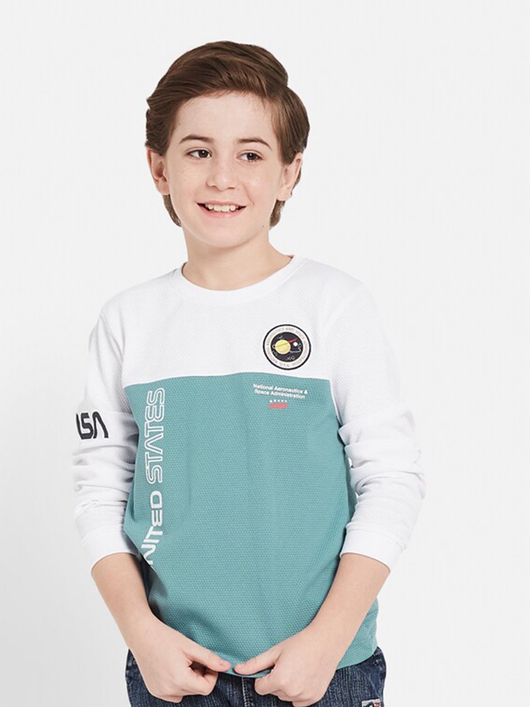 

Octave Boys Colourblocked Cotton T-Shirt, White