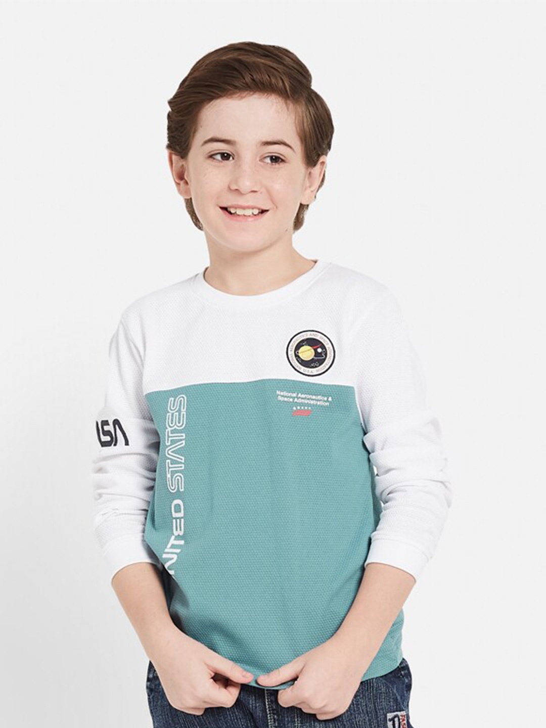 

Octave Boys Colourblocked Cotton T-Shirt, White