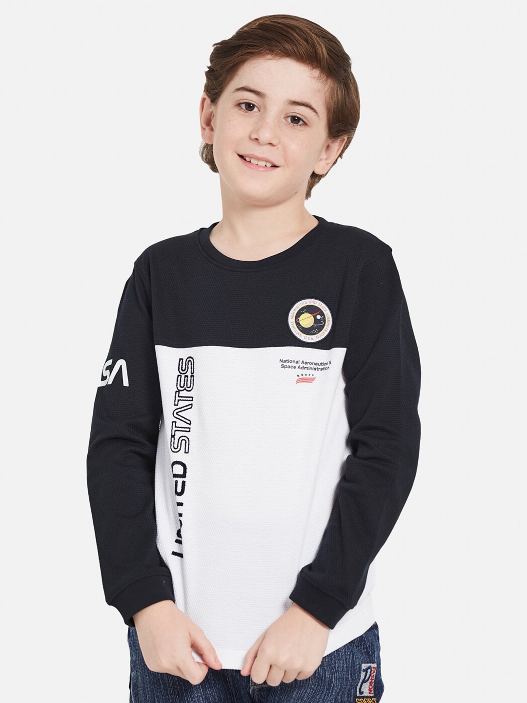

Octave Boys Typography Printed Long Sleeves Cotton T-shirt, White