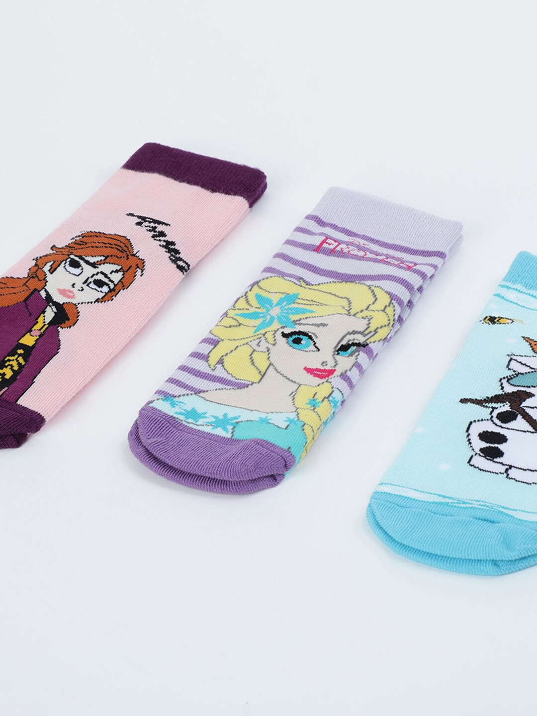 

max Girls Pack Of 3 Frozen Patterned Ankle Length Socks, Pink