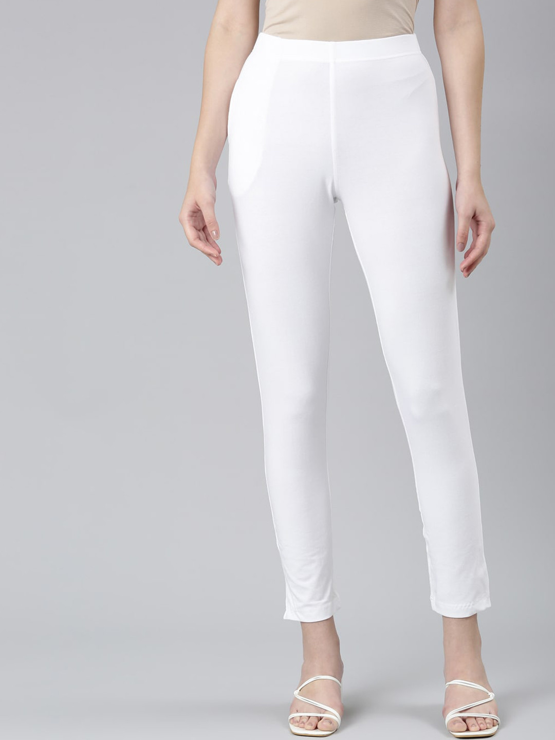 

DIXCY SCOTT Slimz Mid-Rise Cotton Ankle-Length Leggings, White