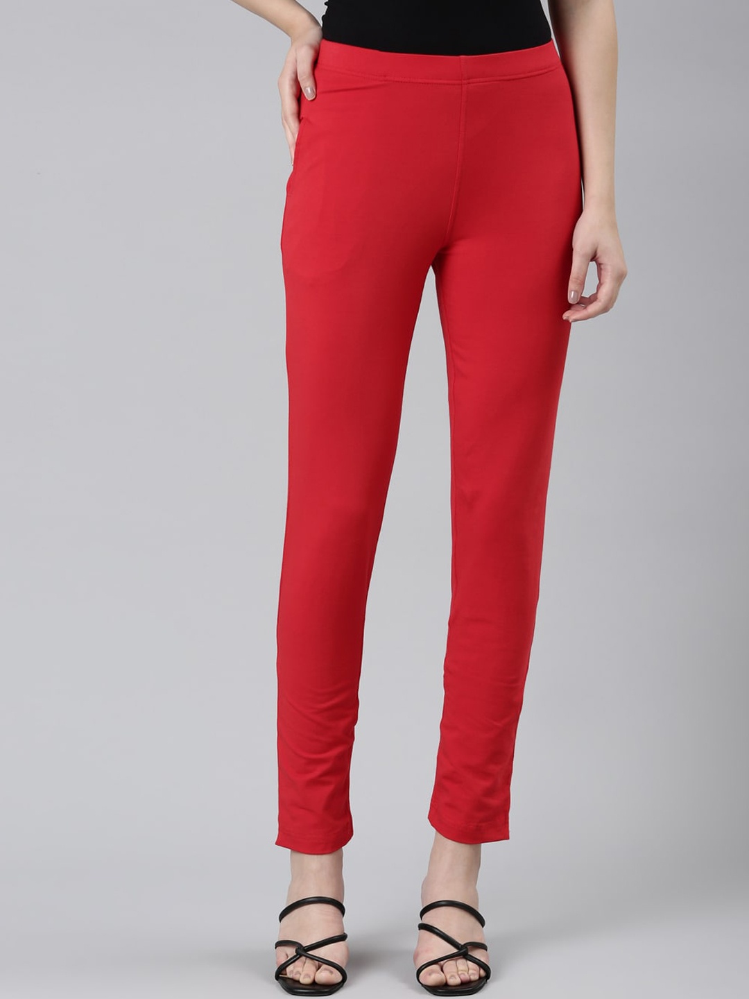 

DIXCY SCOTT Slimz Mid-Rise Cotton Ankle-Length Leggings, Red