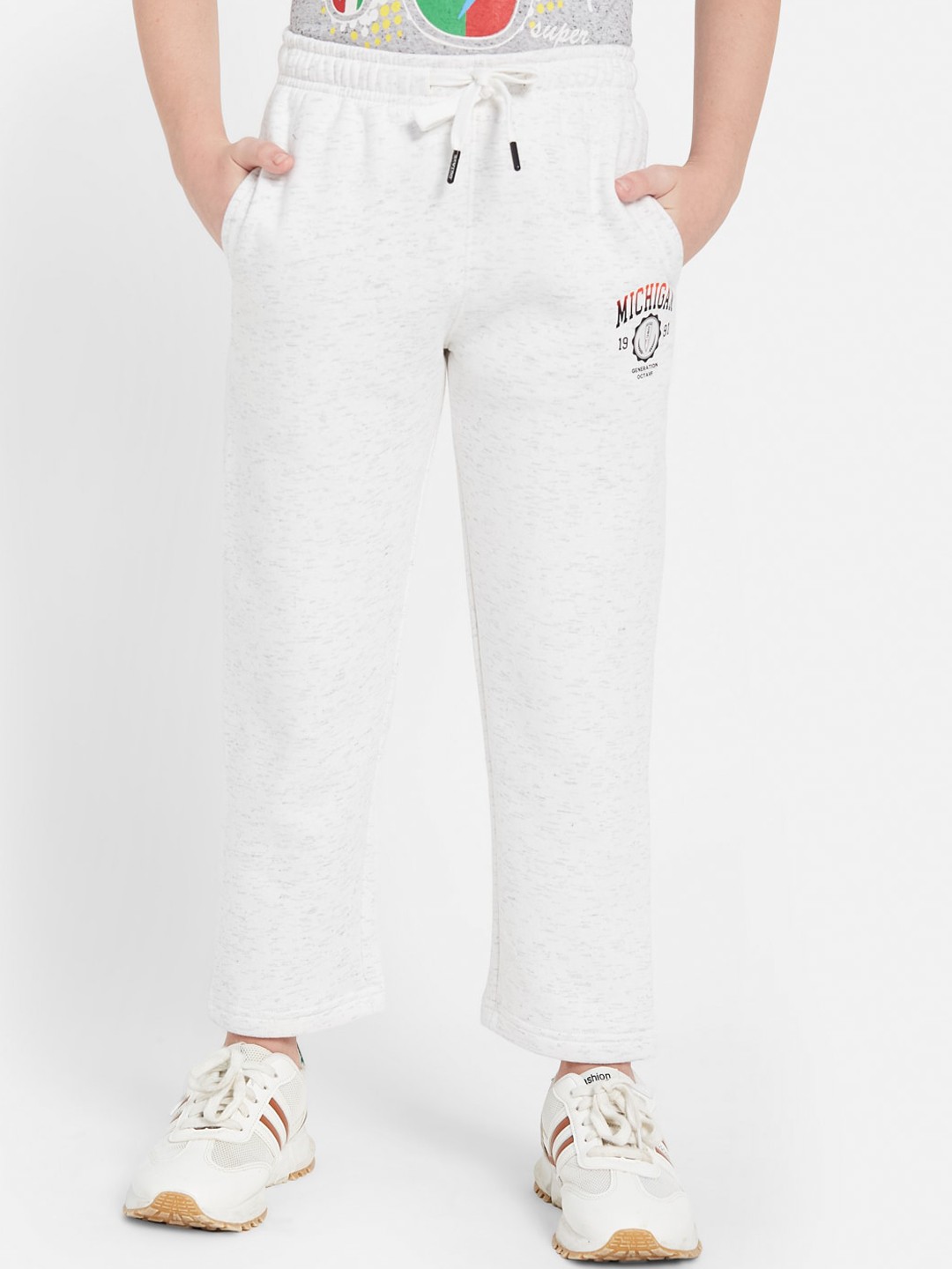 

Octave Boys Printed Cotton Track Pants, White