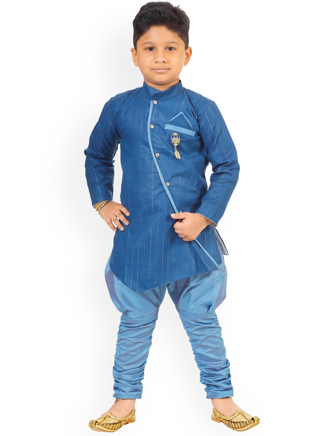 

BAESD Boys Striped Kurta with Churidar, Navy blue