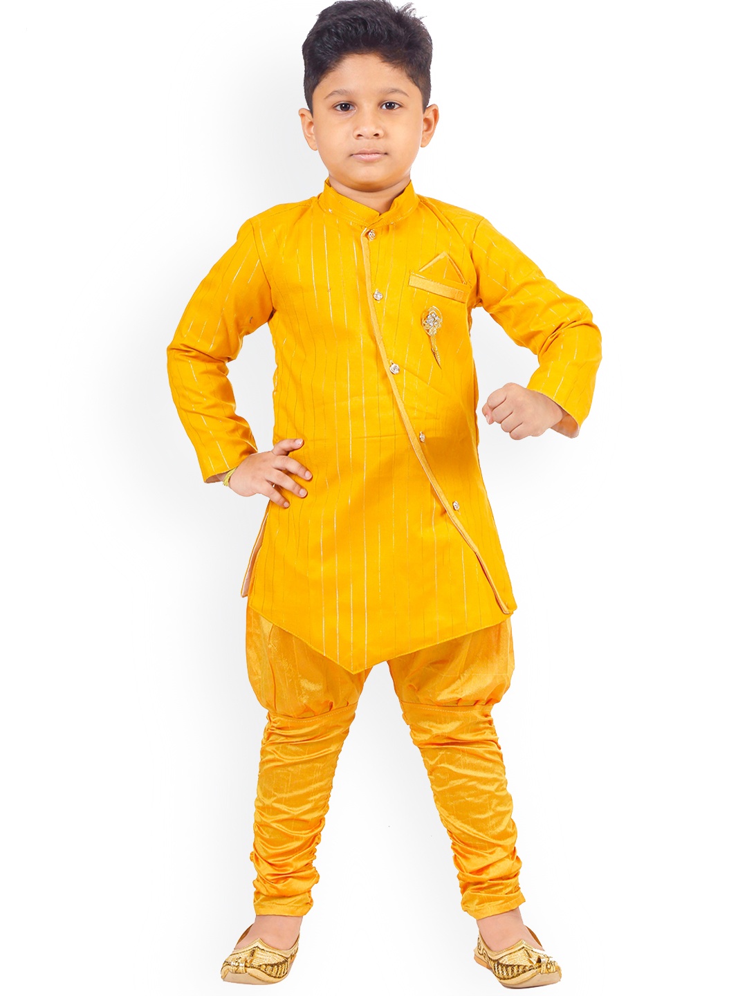 

BAESD Boys Self Design Sherwani Set, Yellow
