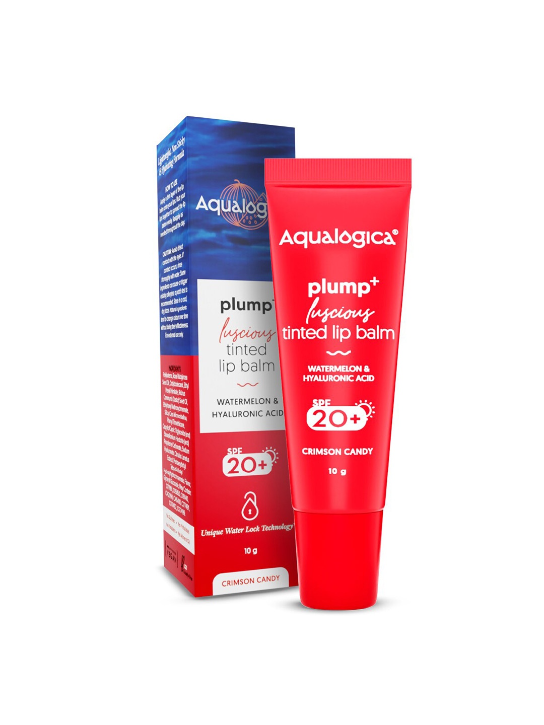 

Aqualogica Plump+ Luscious SPF 20+ Tinted Lip Balm 10g - Crimson Candy, Red