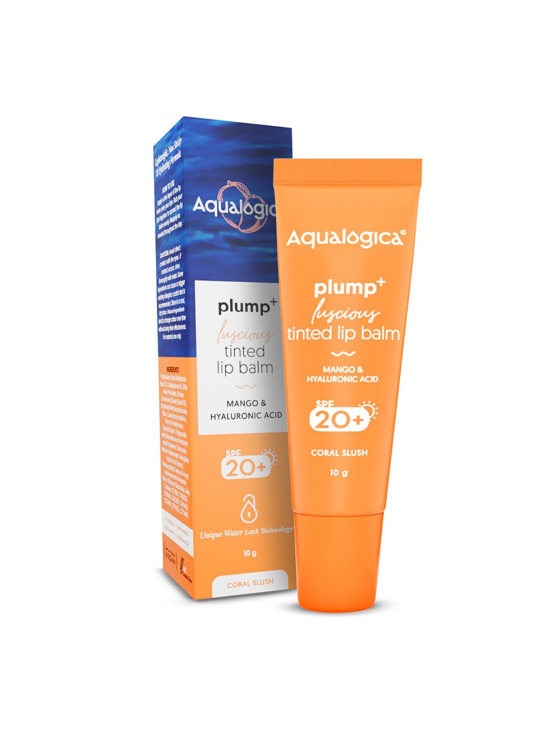 

Aqualogica Plump+ Luscious Tinted Lip Balm with Hyaluronic Acid 10g - Coral Slush, Orange