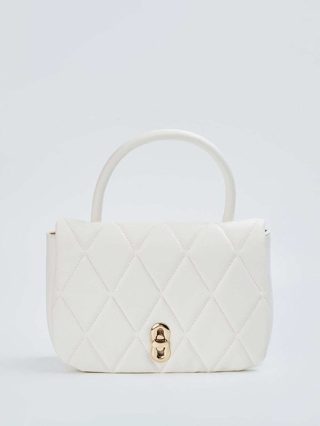 

max Structured Sling Bag With Quilted Detail, White