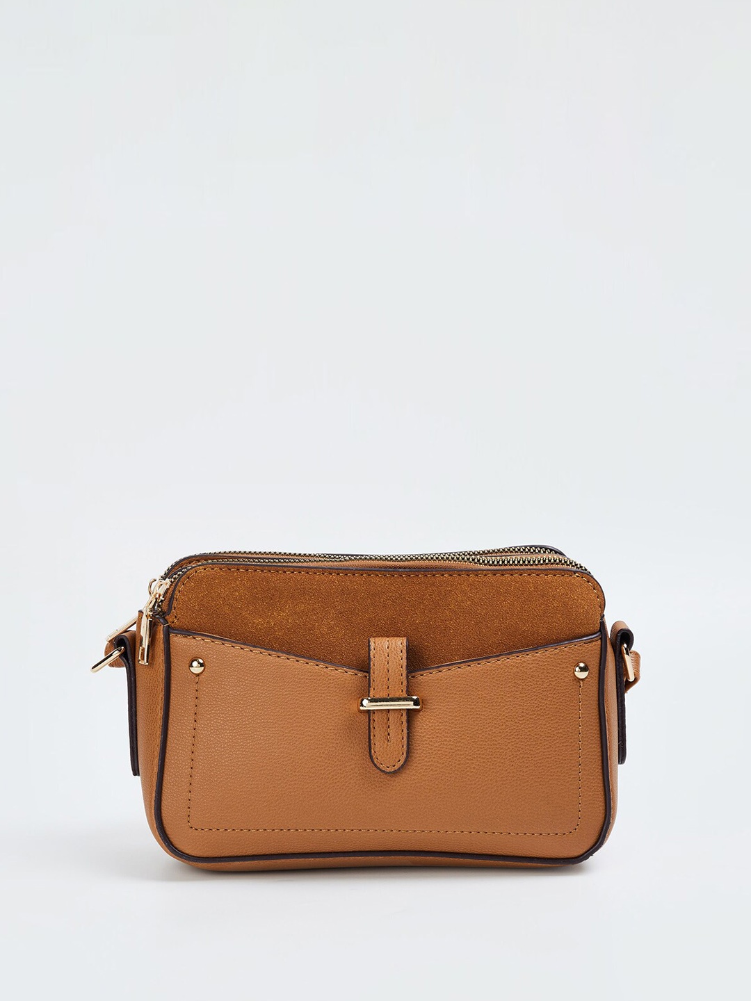 

max Textured Structured Sling Bag, Brown