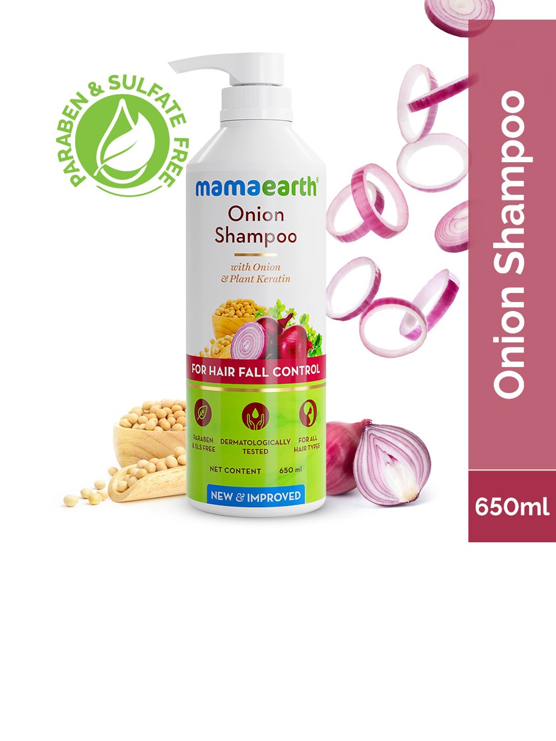 

Mamaearth Onion Shampoo with Vitamin E & Plant Keratin - 650 ml, White