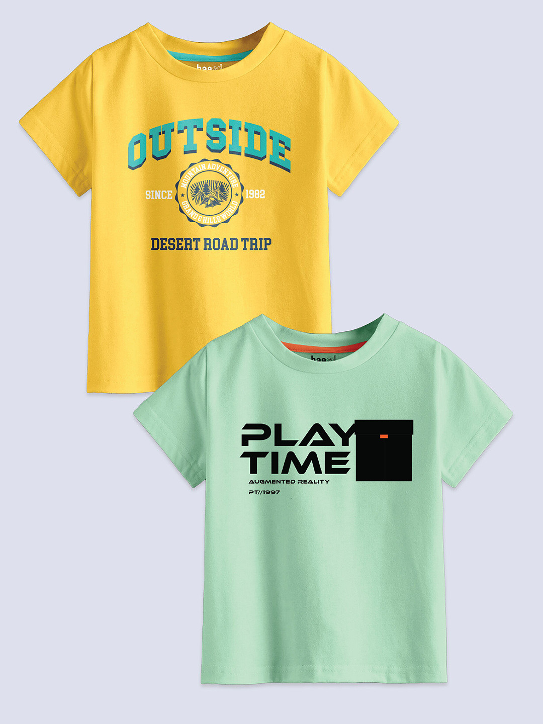 

BAESD Boys Pack Of 2 Printed Pure Cotton T-shirts, Yellow