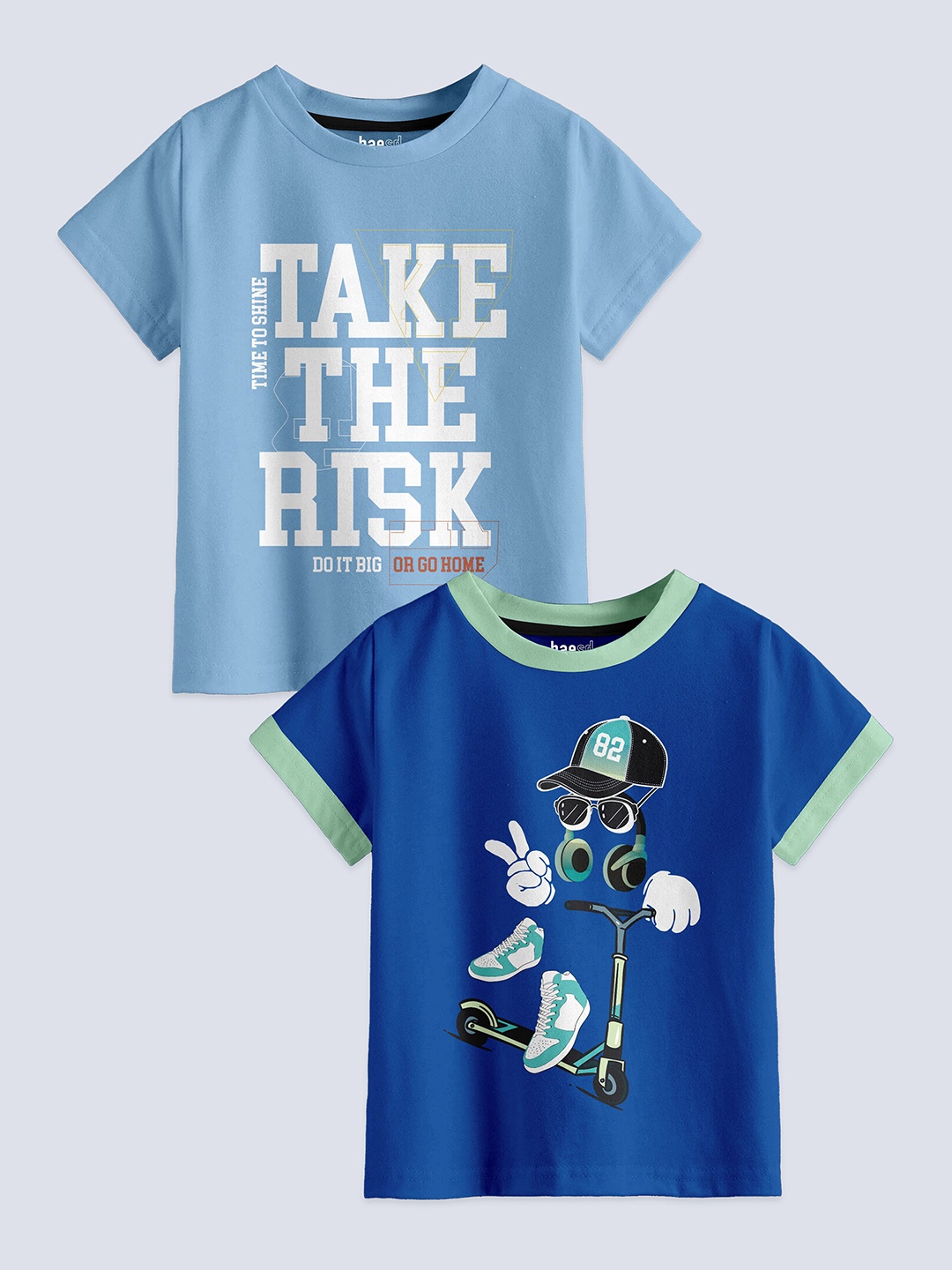 

BAESD Boys Pack Of 2 Printed Pure Cotton T-shirts, Blue