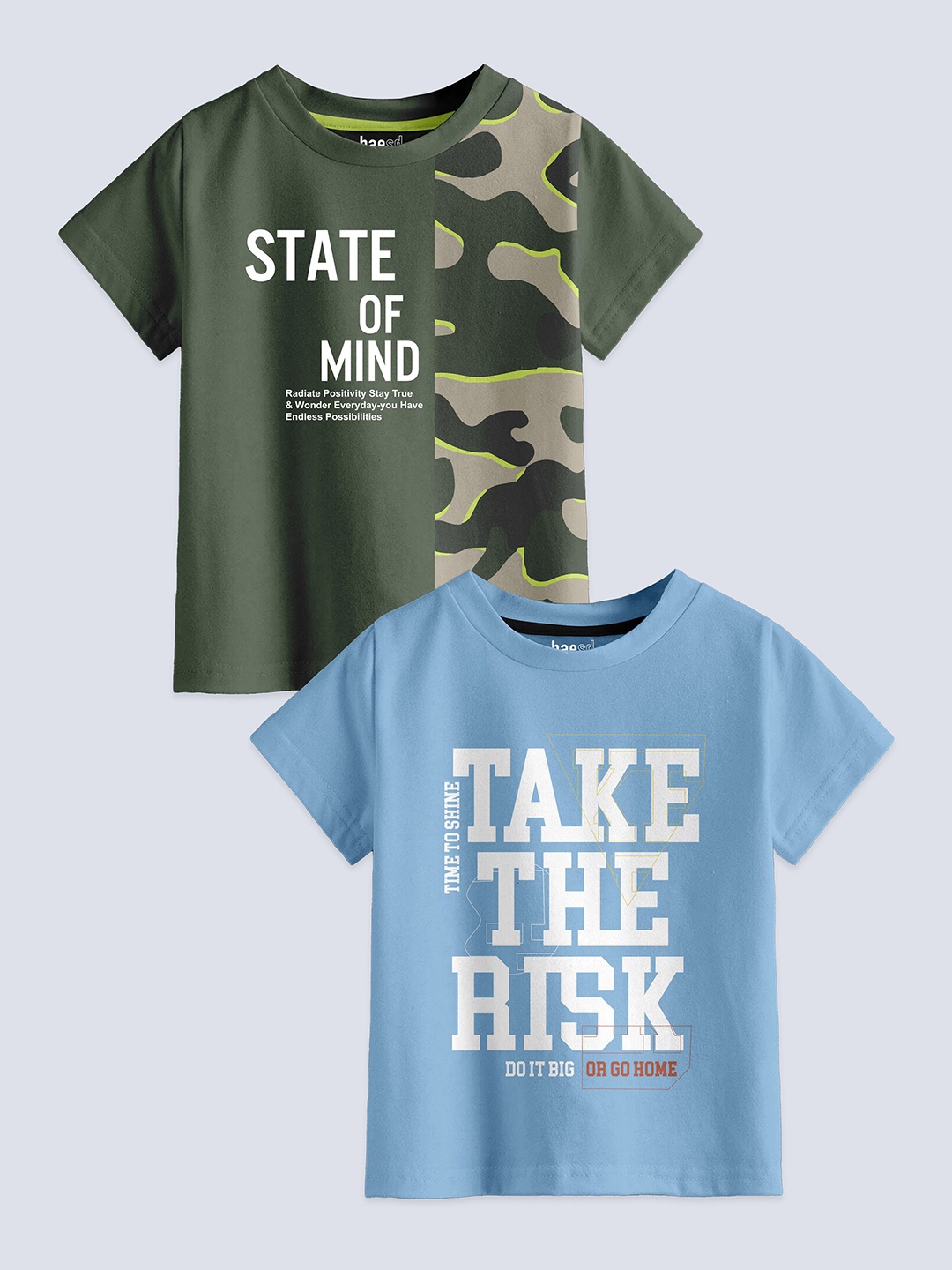 

BAESD Boys Pack Of 2 Printed Pure Cotton T-shirts, Green