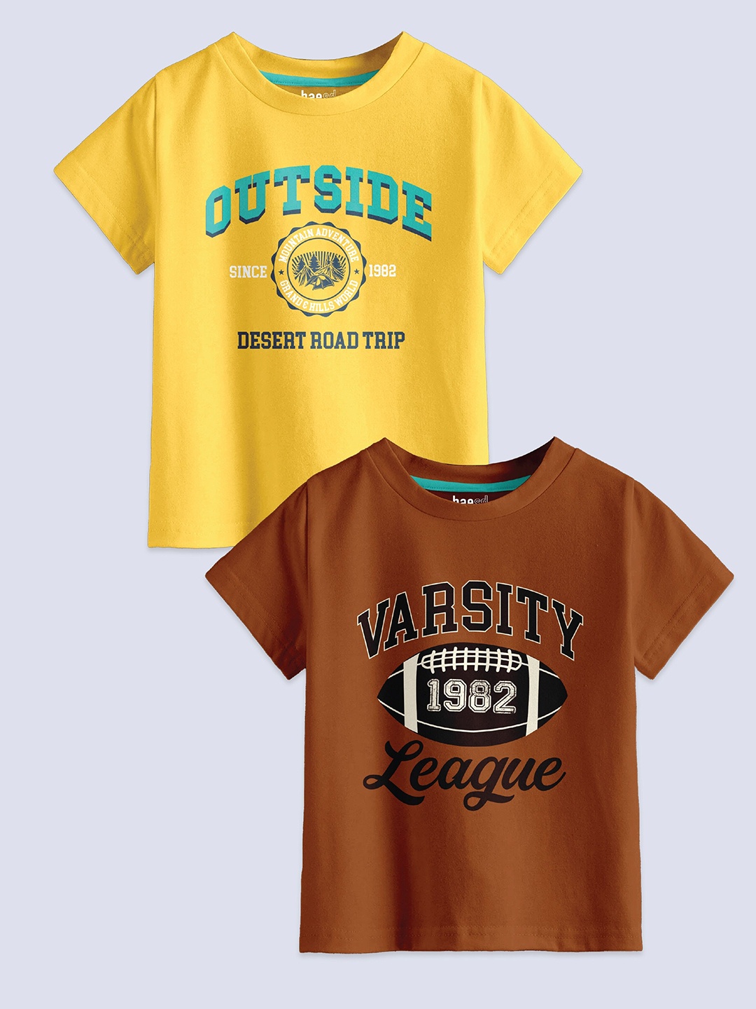 

BAESD Boys Pack Of 2 Printed T-shirt, Yellow