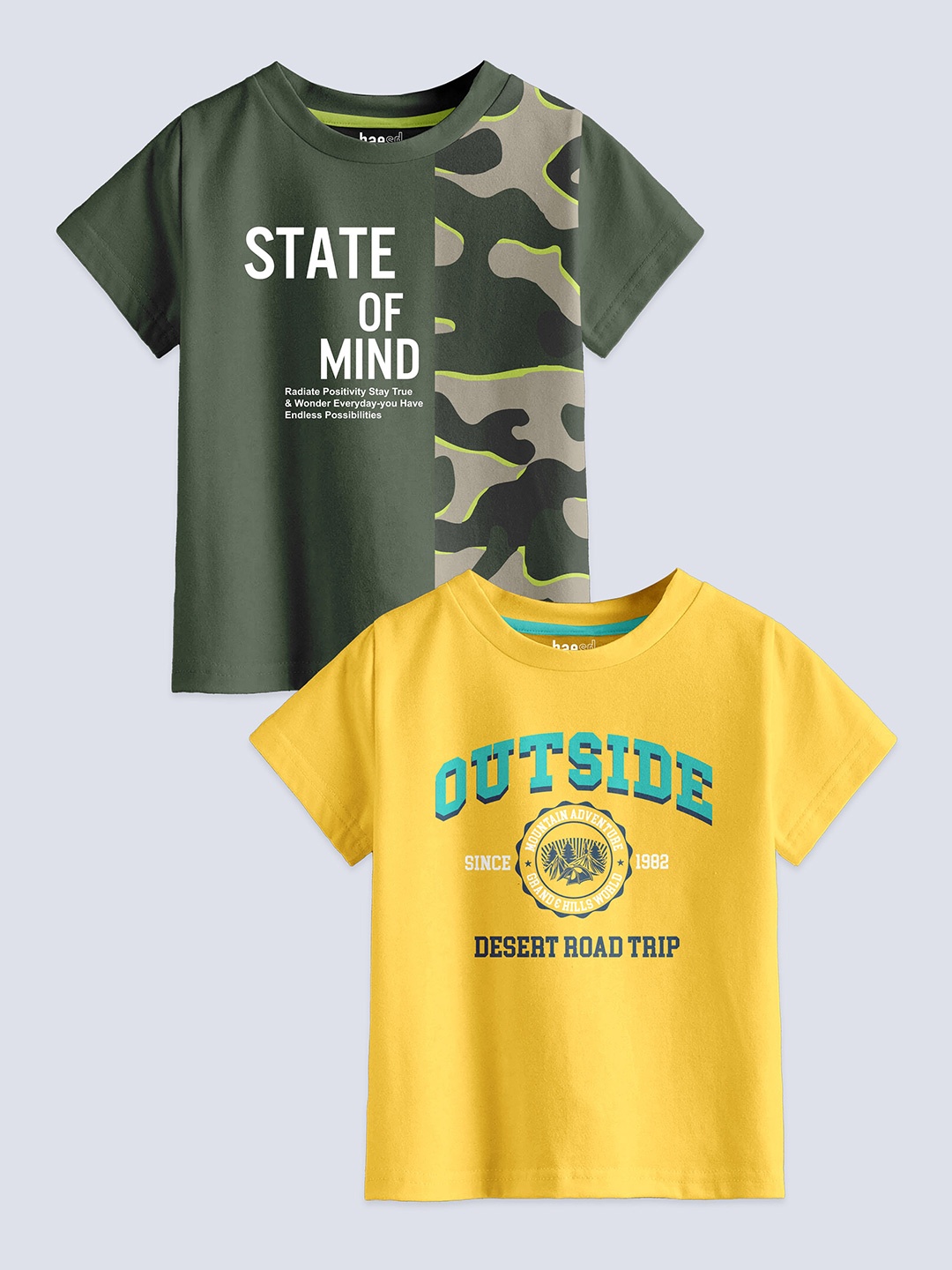 

BAESD Boys Pack Of 2 Printed Pure Cotton T-shirt, Green