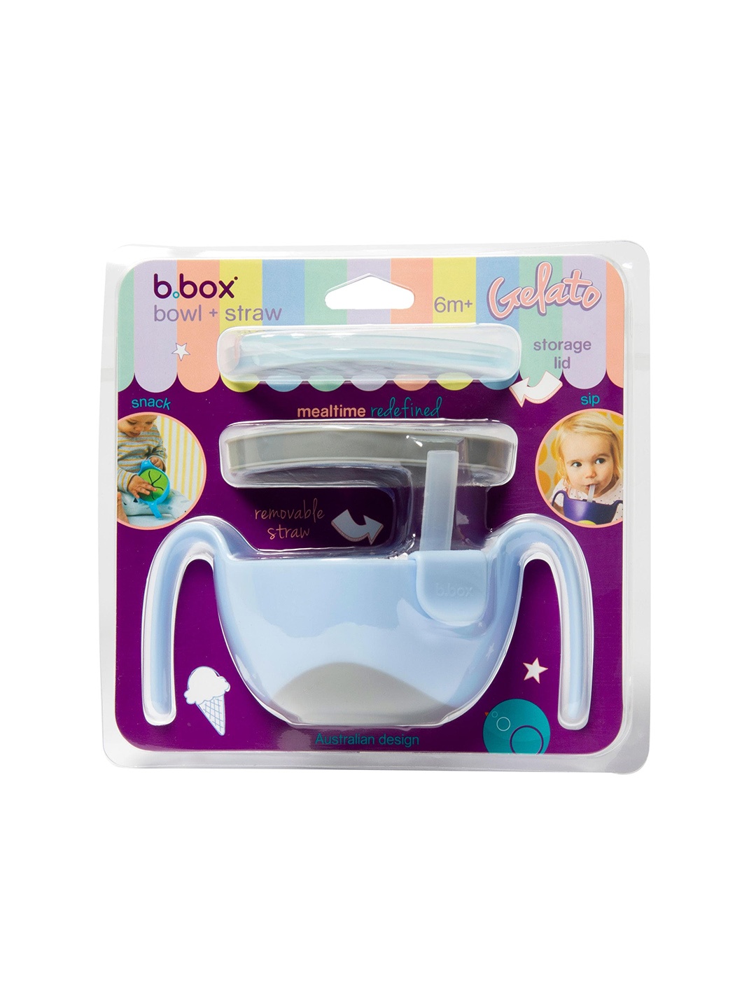 

B.Box Kids Light Blue Bowl with Silicone Straw Set