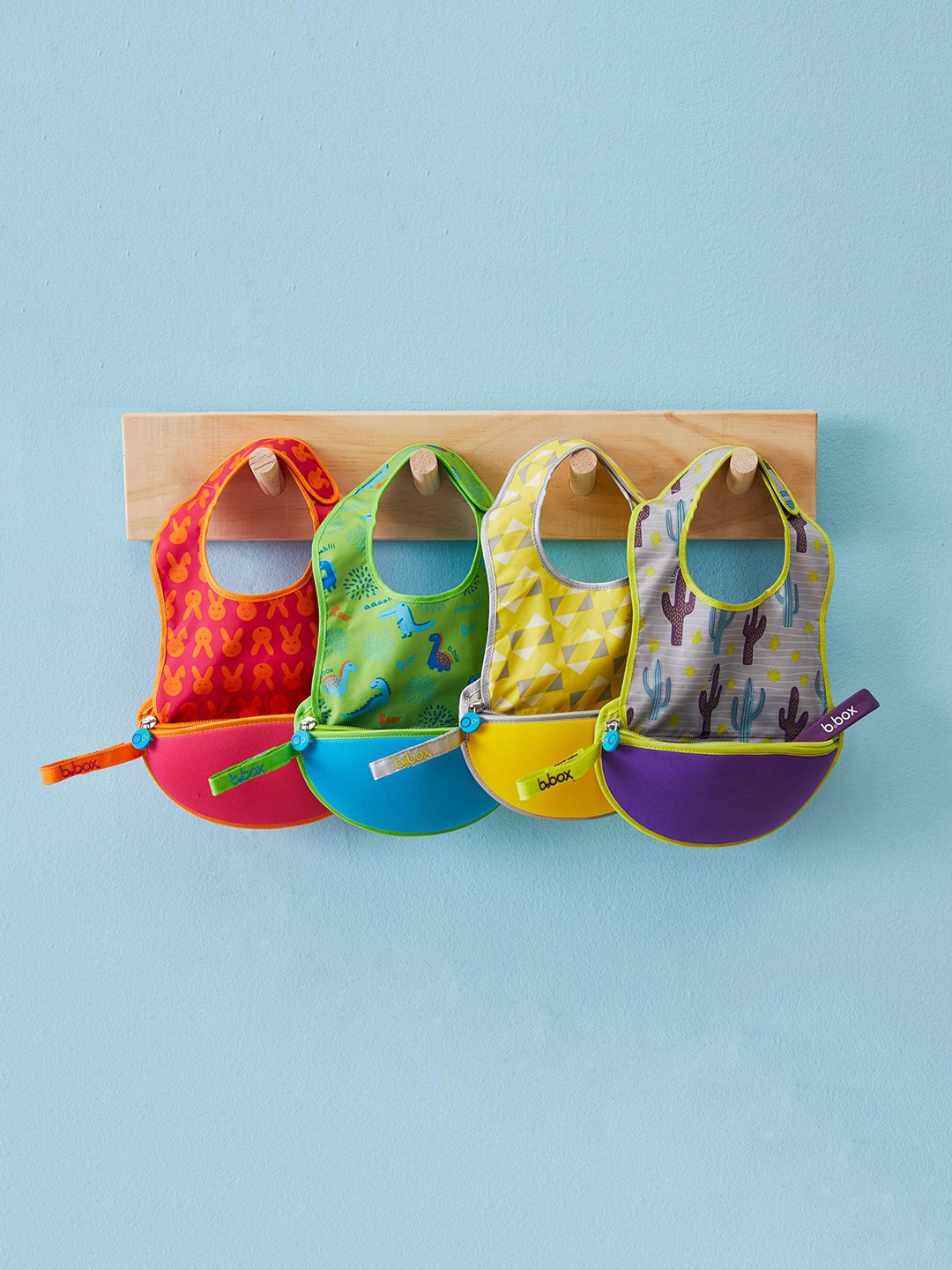 

B.Box Infants Printed Travel Bib And Flexible Soft Bite Spoon Set, Blue