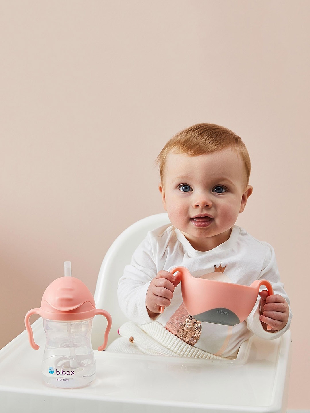 

B.Box Infant Kids Colourblocked Feeding Bowl with Lid & Silicone Straw, Pink