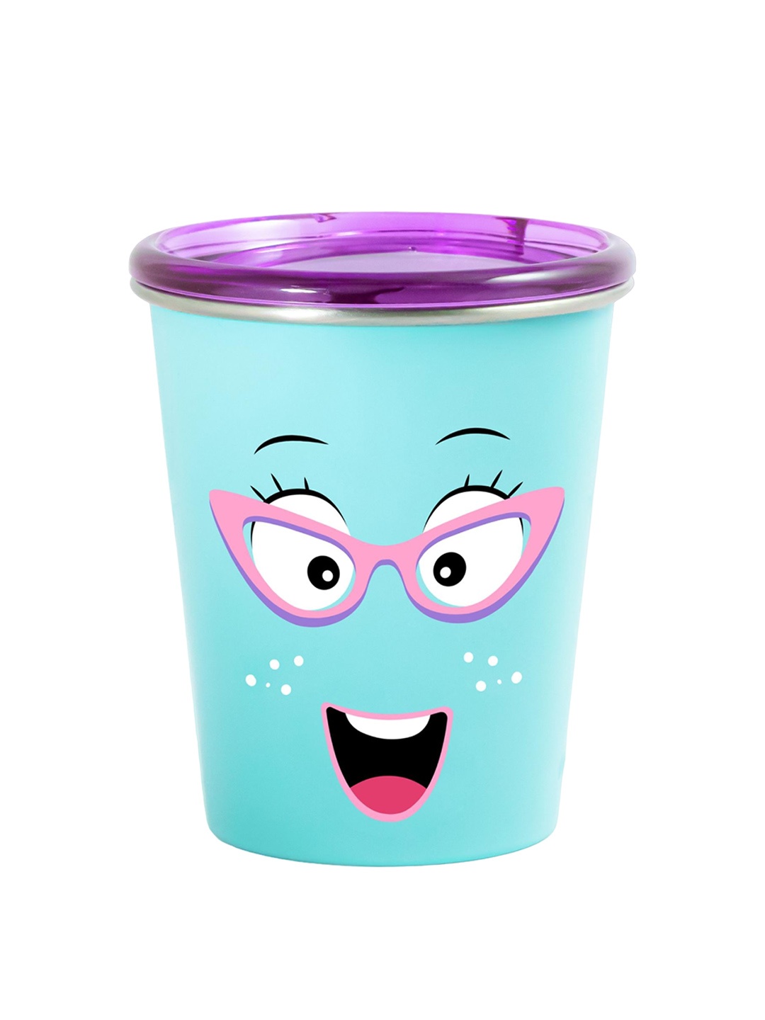

Rabitat Blue & Purple Printed Spill Free Stainless Steel Cup With Lid 410ml