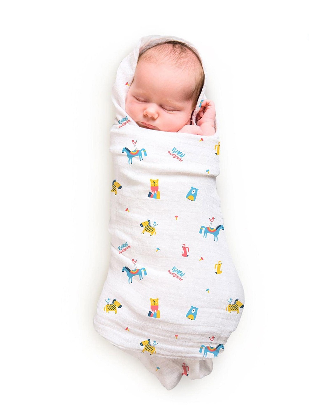 

Rabitat Conversational Printed Bamboo Swaddle, White