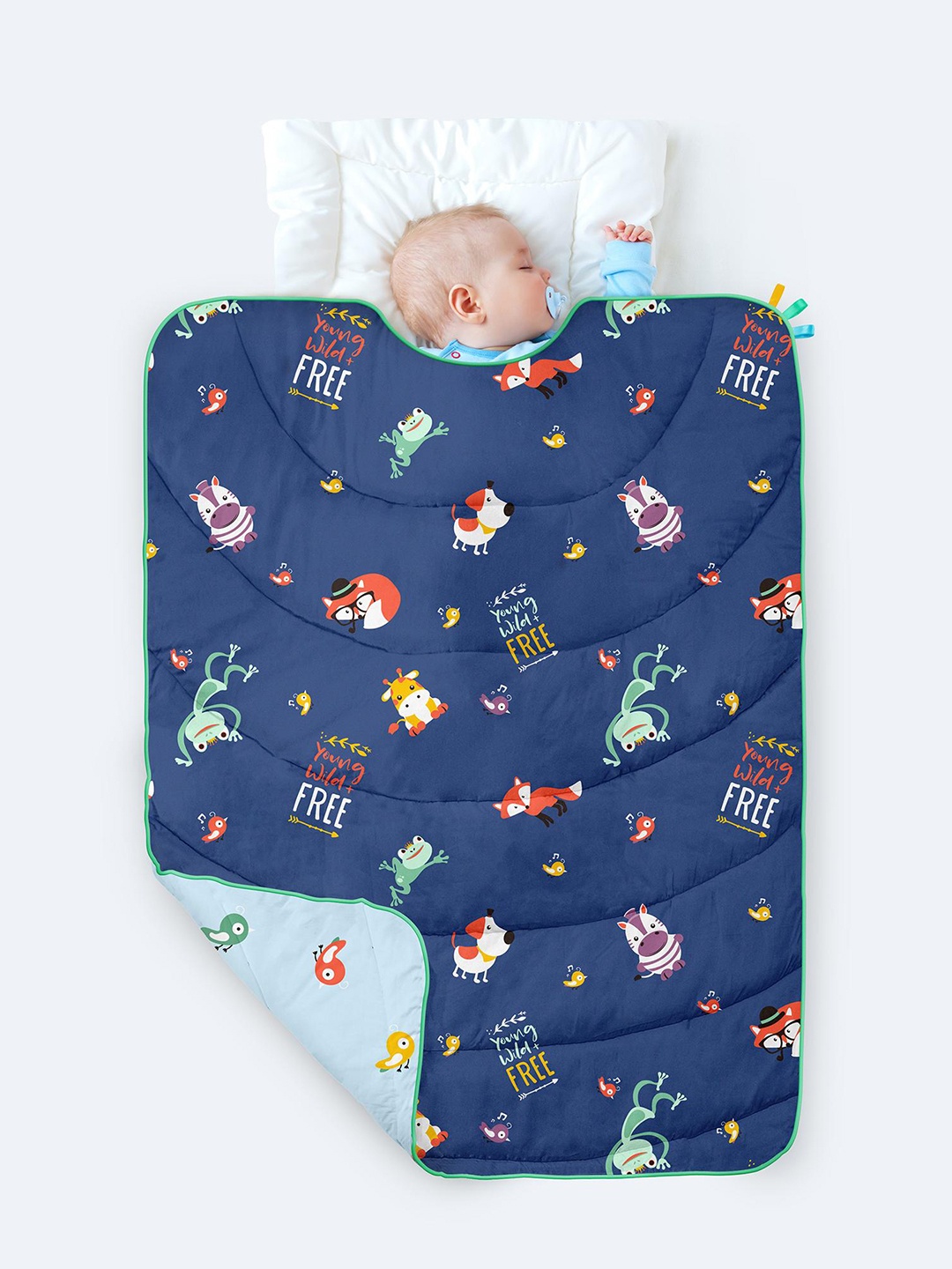 

Rabitat Blue Cartoon Characters AC Room 200 GSM Single Bed Quilt