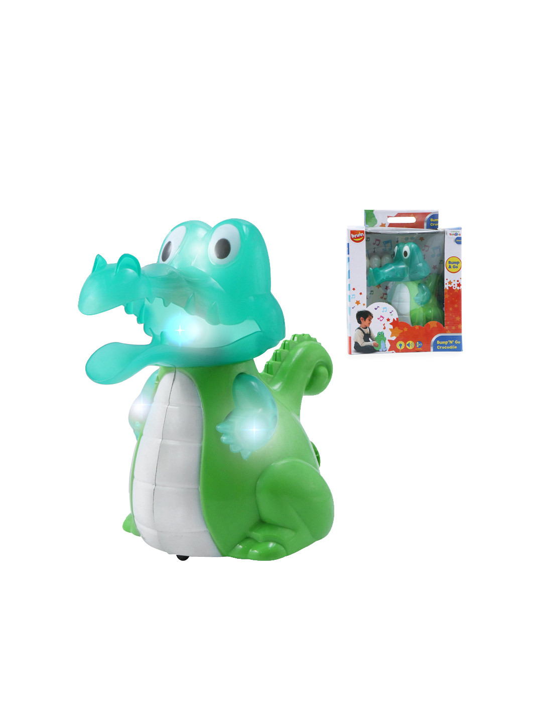 

Bruin Kids Bump & Go Green Crocodile Toy With Music And Light Feature