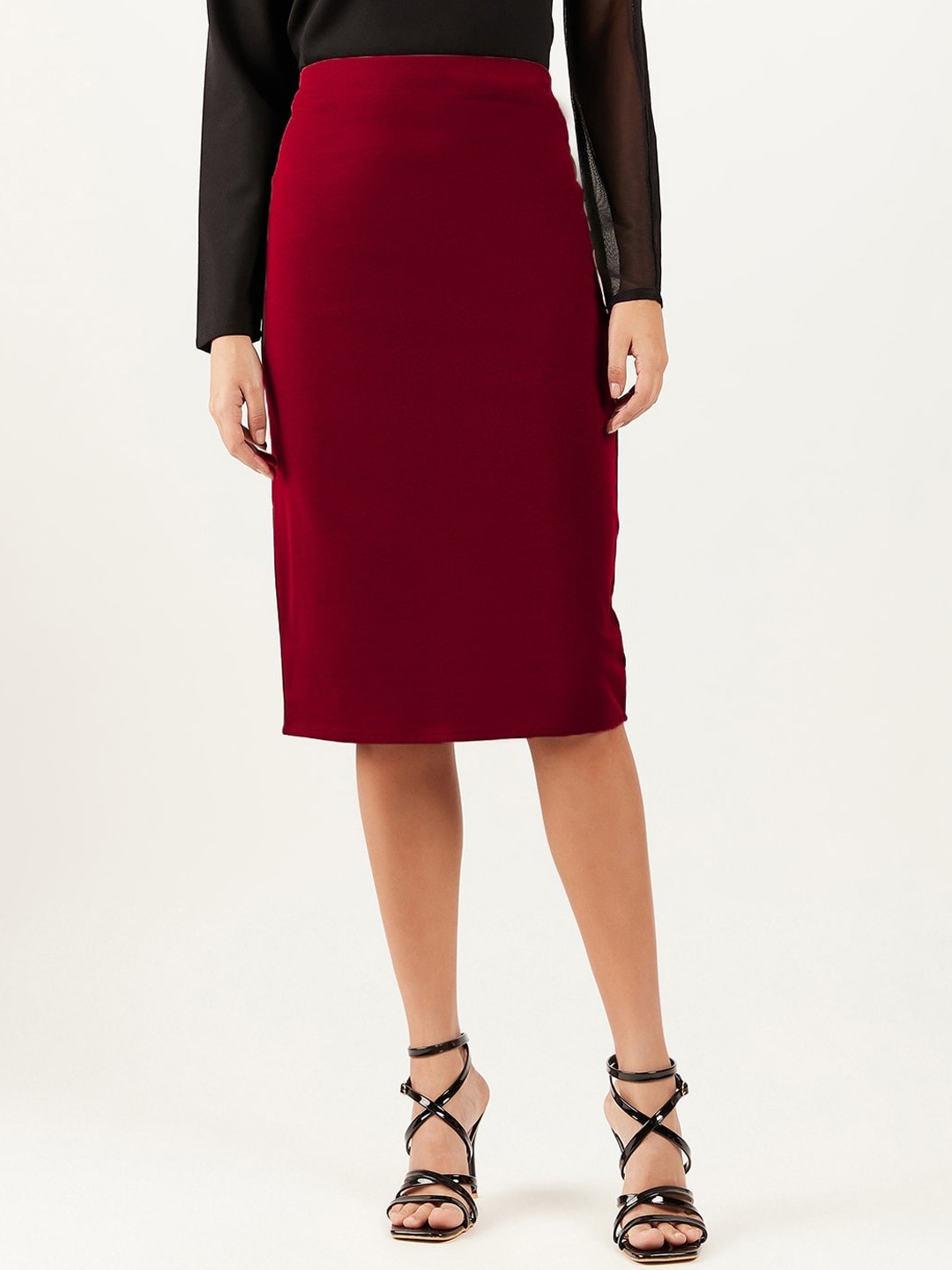 

Athena Knee Length Formal Straight Skirt, Maroon