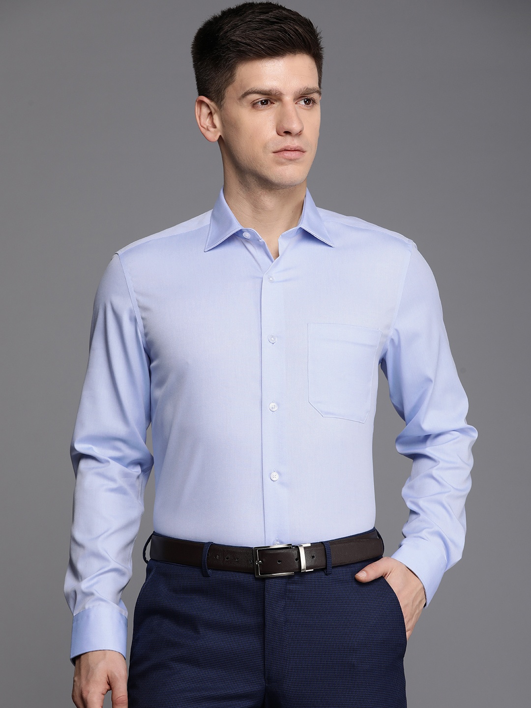 

Louis Philippe Men Classic Opaque Formal Shirt, Blue