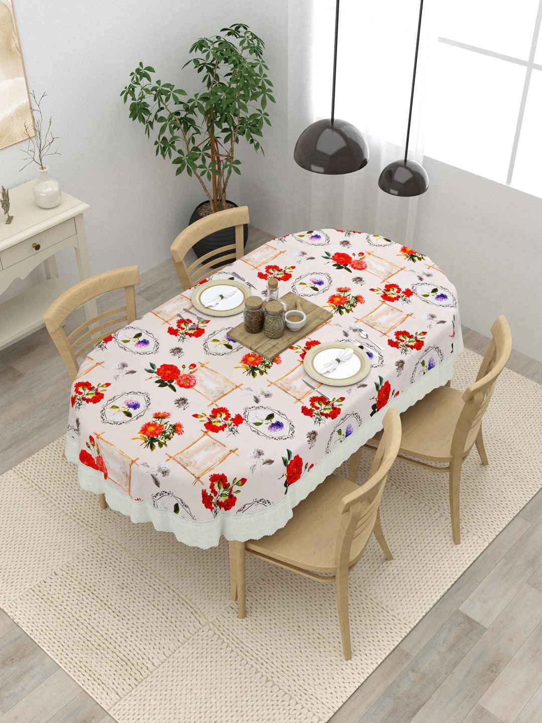 

Clasiko Red Printed PVC 4 Seater Anti-Slip Table Cover